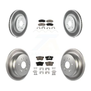Front Rear Coated Disc Brake Rotors And Ceramic Pads Kit For 2012-2016 Honda CR-V AWD KGC-101218