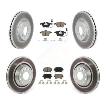 Front Rear Coated Disc Brake Rotors And Ceramic Pads Kit For Volkswagen CC KGC-101228