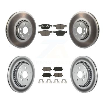 Front Rear Coated Disc Brake Rotors And Ceramic Pads Kit For 2010-2015 Volvo XC60 KGC-101254