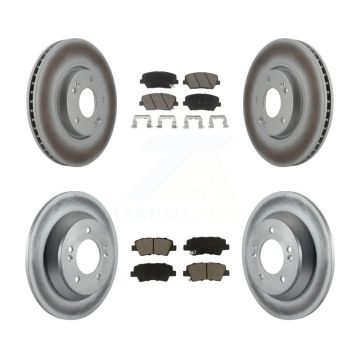 Front Rear Coated Brake Rotor & Ceramic Pad Kit For Kia Rondo With Electric Parking KGC-101265