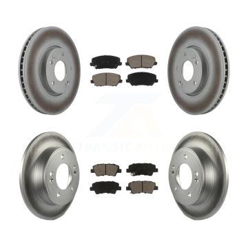 Front Rear Coated Brake Rotor Ceramic Pad Kit For 2016-2017 Hyundai Veloster Turbocharged KGC-101272