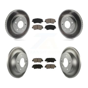 Front Rear Coated Disc Brake Rotors And Ceramic Pads Kit For Hyundai Veloster Elantra GT KGC-101273