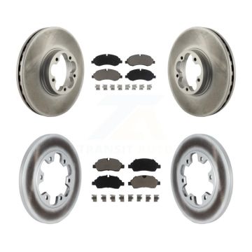 Front Rear Coated Brake Rotor & Ceramic Pad Kit For Ford Transit-350 HD With 6 Lug Wheels KGC-101286