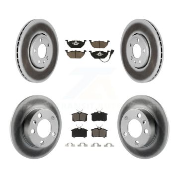 Front Rear Coated Disc Brake Rotor And Ceramic Pad Kit For 2000-2001 Volkswagen Golf 2.0L KGC-101304