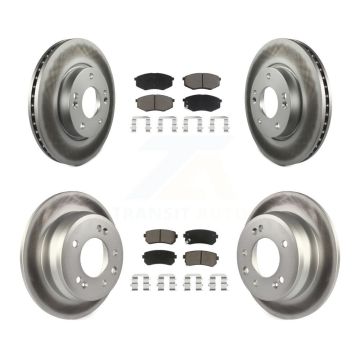 Front Rear Coated Disc Brake Rotors & Ceramic Pad Kit For Hyundai Tucson Kia Sportage FWD KGC-101315