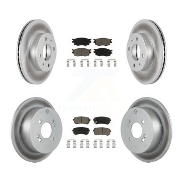 Front Rear Coated Disc Brake Rotors And Ceramic Pad Kit For 2006 Hyundai Accent Hatchback KGC-101322