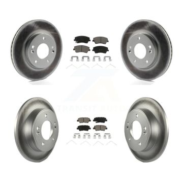 Front Rear Coated Disc Brake Rotor And Ceramic Pad Kit For 2017-2020 Hyundai Elantra 2.0L KGC-101345