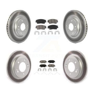 Front Rear Coated Disc Brake Rotor And Ceramic Pad Kit For 2017-2020 Hyundai Elantra 1.6L KGC-101346
