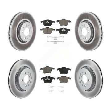 Front Rear Coated Disc Brake Rotors And Ceramic Pads Kit For Volvo XC90 KGC-101347
