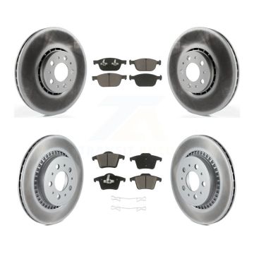 Front Rear Coated Disc Brake Rotors And Ceramic Pads Kit For Volvo XC90 KGC-101349