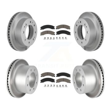 Front Rear Coated Brake Rotors Ceramic Pad Kit For GMC Sierra 3500 HD Chevrolet Silverado KGC-101351