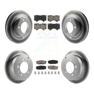 Front Rear Coated Brake Rotors Ceramic Pad Kit For Toyota Tundra Sequoia Lexus LX570 Land KGC-101360