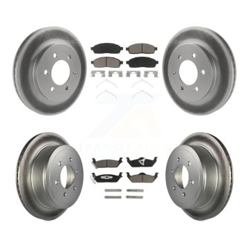 Front Rear Coated Disc Brake Rotor And Ceramic Pad Kit For Ford F-150 Lincoln Mark LT 4WD KGC-101363