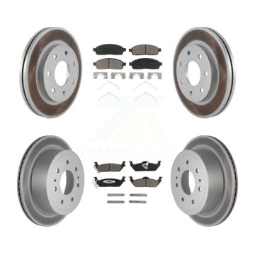 Front Rear Coated Disc Brake Rotor And Ceramic Pad Kit For Ford F-150 Lincoln Mark LT 4WD KGC-101364