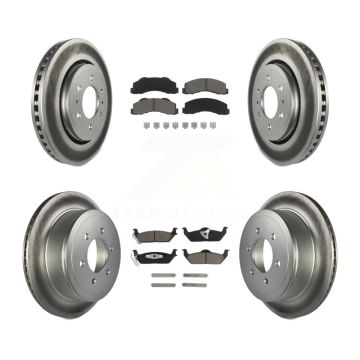 Front Rear Coated Brake Rotors Ceramic Pad Kit For 2010-2011 Ford F-150 With 6 Lug Wheels KGC-101365