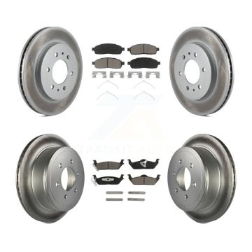 Front Rear Coated Disc Brake Rotors Ceramic Pad Kit For 2009 Ford F-150 With 6 Lug Wheels KGC-101367