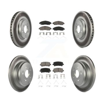 Front Rear Coated Disc Brake Rotors And Ceramic Pads Kit For Honda Pilot Acura MDX ZDX KGC-101371