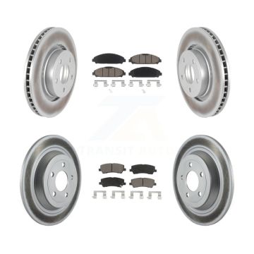 Front Rear Coated Disc Brake Rotors And Ceramic Pads Kit For Ford Mustang V6 with 3.7L KGC-101383