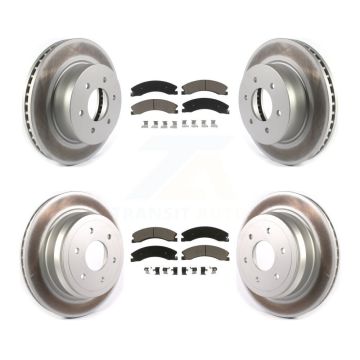 Front Rear Coated Disc Brake Rotors And Ceramic Pads Kit For 2016-2024 Nissan TITAN XD KGC-101386