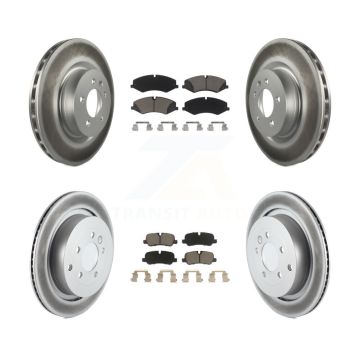 Front Rear Coated Disc Brake Rotors And Ceramic Pads Kit For Land Rover Range Sport LR4 KGC-101389
