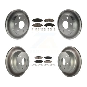Front Rear Coated Brake Rotor & Ceramic Pad Kit For 2007 GMC Sierra 1500 Disc rear brakes KGC-101394