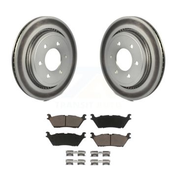 Rear Coated Brake Rotors Ceramic Pad Kit For 15-17 Ford F-150 With Electric Parking KGC-101493