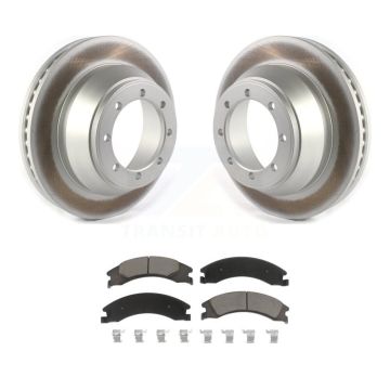 Rear Coated Brake Rotor Ceramic Pad Kit For 2009-2010 Ford E-450 Super Duty DIESEL engine KGC-101528