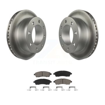 Rear Coated Disc Brake Rotors & Ceramic Pad Kit For Ford F-350 Super Duty F-250 Excursion KGC-101573