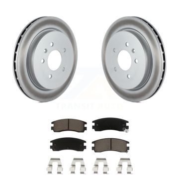 Rear Coated Brake Rotors Ceramic Pad Kit For 2003-2004 Cadillac Seville With Vented Rotor KGC-101701