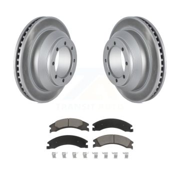 Rear Coated Disc Brake Rotors And Ceramic Pads Kit For Ford E-350 Super Duty Econoline KGC-101703