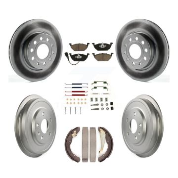 Front Rear Coated Disc Brake Rotors Ceramic Pads And Drum Kit (7Pc) For Volkswagen Jetta KGC-101890