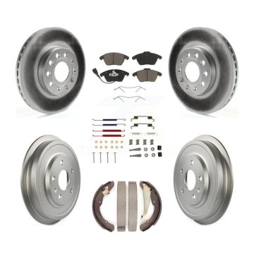 Front Rear Coated Disc Brake Rotors Ceramic Pads And Drum Kit (7Pc) For Volkswagen Jetta KGC-101891