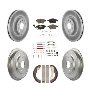 Front Rear Coated Disc Brake Rotors Ceramic Pads And Drum Kit (7Pc) For Volkswagen Jetta KGC-101892