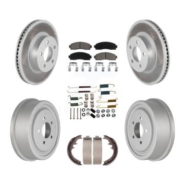 Front Rear Coated Disc Brake Rotor Ceramic Pad Drum Kit (7Pc) For Ford Ranger Mazda B4000 KGC-101893