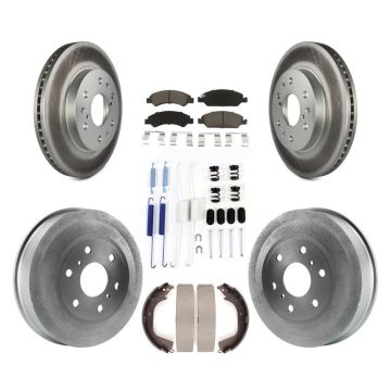 Front Rear Coat Disc Brake Rotor Ceramic Pad Drum Kit (7Pc) For GMC Sierra 1500 Chevrolet KGC-101895