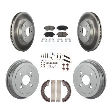 Front Rear Coated Disc Brake Rotor Ceramic Pad & Drum Kit (7Pc) For 2001-2005 Toyota Echo KGC-101900