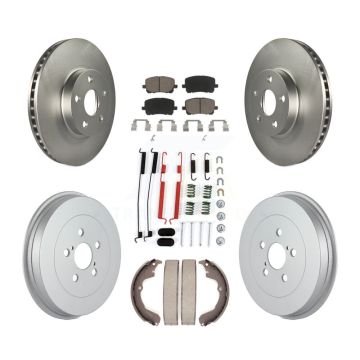 Front Rear Coated Brake Rotor Ceramic Pad & Drum Kit (7Pc) For Toyota Matrix Pontiac Vibe KGC-101906