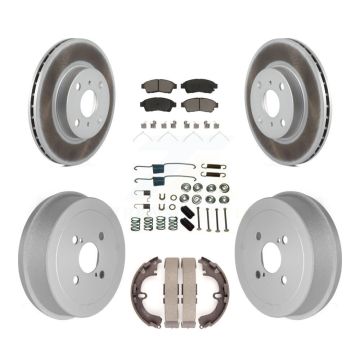 Front Rear Coat Disc Brake Rotors Ceramic Pad Drum Kit (7Pc) For Toyota Corolla Geo Prizm KGC-101908