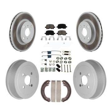 Front Rear Coat Brake Rotor Ceramic Pad Drum Kit (7Pc) For 2002 Toyota Corolla From 04 02 KGC-101910