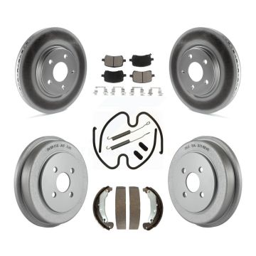 Front Rear Coated Disc Brake Rotors Ceramic Pads And Drum Kit (7Pc) For Pontiac Pursuit KGC-101917