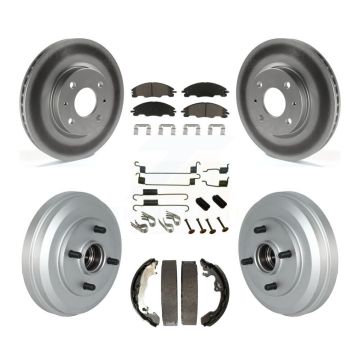 Front Rear Coated Disc Brake Rotors Ceramic Pad & Drum Kit (7Pc) For 2009-2011 Ford Focus KGC-101921