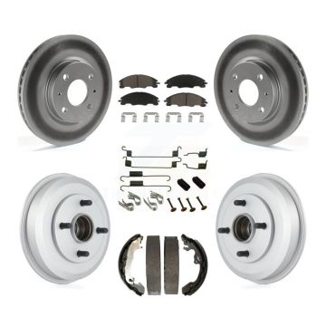 Front Rear Coated Disc Brake Rotors Ceramic Pads And Drum Kit (7Pc) For Ford Focus KGC-101923
