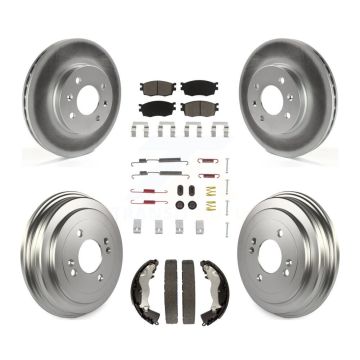 Front Rear Coated Brake Rotors Ceramic Pad Drum Kit (7Pc) For Hyundai Accent Kia Rio Rio5 KGC-101927