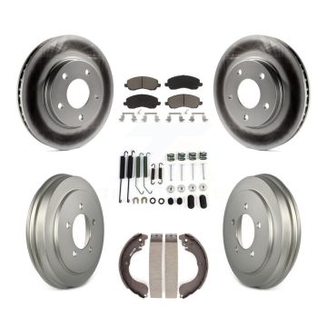 Front Rear Coated Disc Brake Rotors Ceramic Pads And Drum Kit (7Pc) For Dodge Caliber KGC-101929