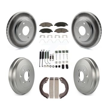 Front Rear Coat Brake Rotors Ceramic Pad Drum Kit (7Pc) For 2008 Nissan Versa 4-Wheel ABS KGC-101930