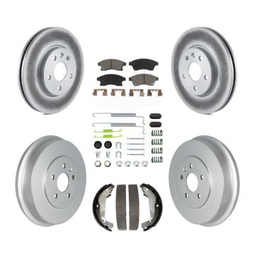 Front Rear Coated Disc Brake Rotor Ceramic Pad Drum Kit (7Pc) For Chevrolet Cruze Limited KGC-101932