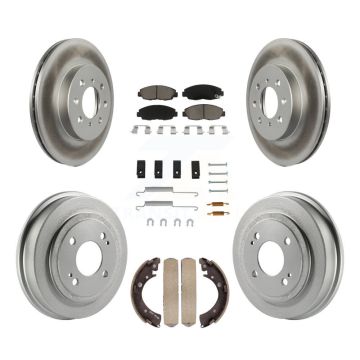 Front Rear Coated Disc Brake Rotors Ceramic Pad & Drum Kit (7Pc) For Honda Civic Acura EL KGC-101935