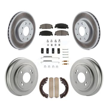 Front Rear Coated Disc Brake Rotors Ceramic Pads And Drum Kit (7Pc) For Honda Civic KGC-101936