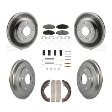 Front Rear Coated Disc Brake Rotors Ceramic Pads And Drum Kit (7Pc) For Honda Civic KGC-101937