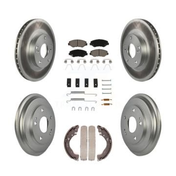 Front Rear Coated Disc Brake Rotors Ceramic Pads And Drum Kit (7Pc) For Honda Civic KGC-101938